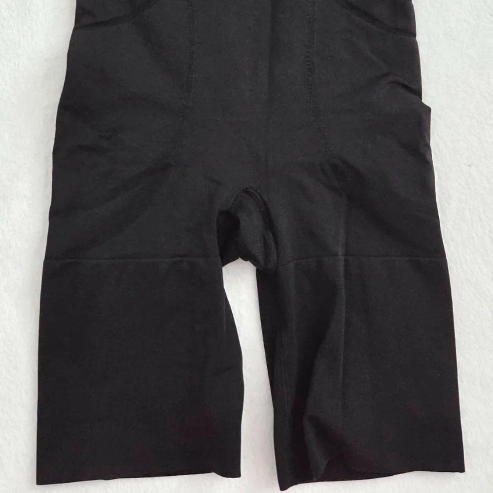Spanx Shapewear XL Mid Thigh Shaper Slimmer & Shine High Waist Compression Black